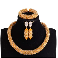 traditional african jewelry set beads dubai gold orange jewellery sets for women one layer simple bridal necklace set beads