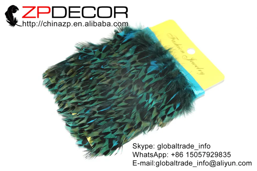 

ZPDECOR 10yards/lot 5cm(2inch) Good Quality Blue Pointed Ringneck Pheasant Plumage Feather Trim for Wedding Decoration