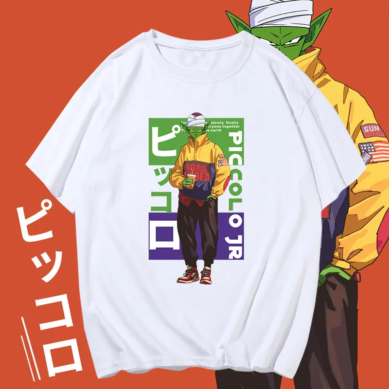 Большие размеры 100% хлопок футболка с драконом Супер Saiyan Goku vegeta летняя коротким