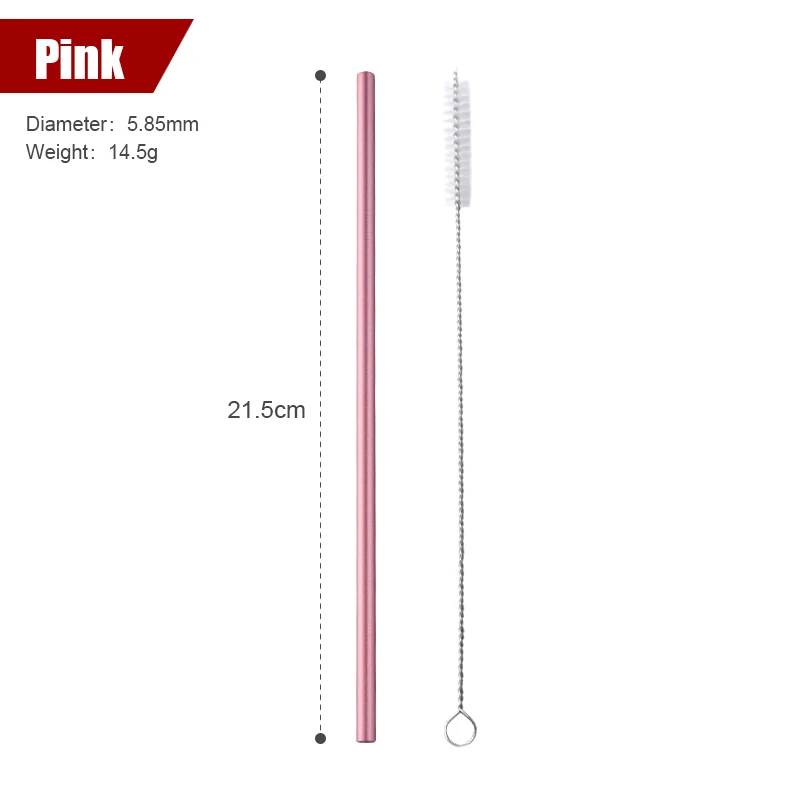 pink S 100 шт./компл. металлическая соломинки многоразовая цветная соломка из нержавеющей стали+ 10 кистей металлический напиток Yerba сок бар аксессуары вечерние - Цвет: pink S