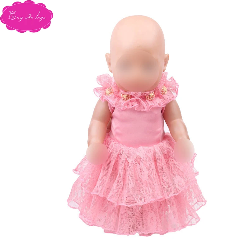 43 см детская Одежда для кукол розовое кружевное вечернее платье принцессы костюм