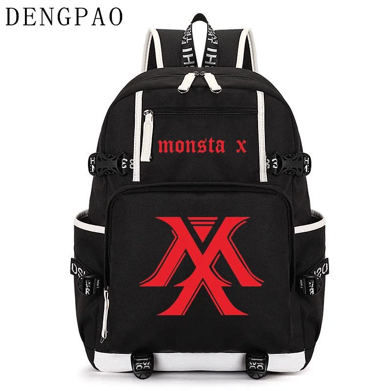 DENGPAO MONSTA X kpop рюкзак для ноутбука мужские школьные ранцы мальчиков и девочек