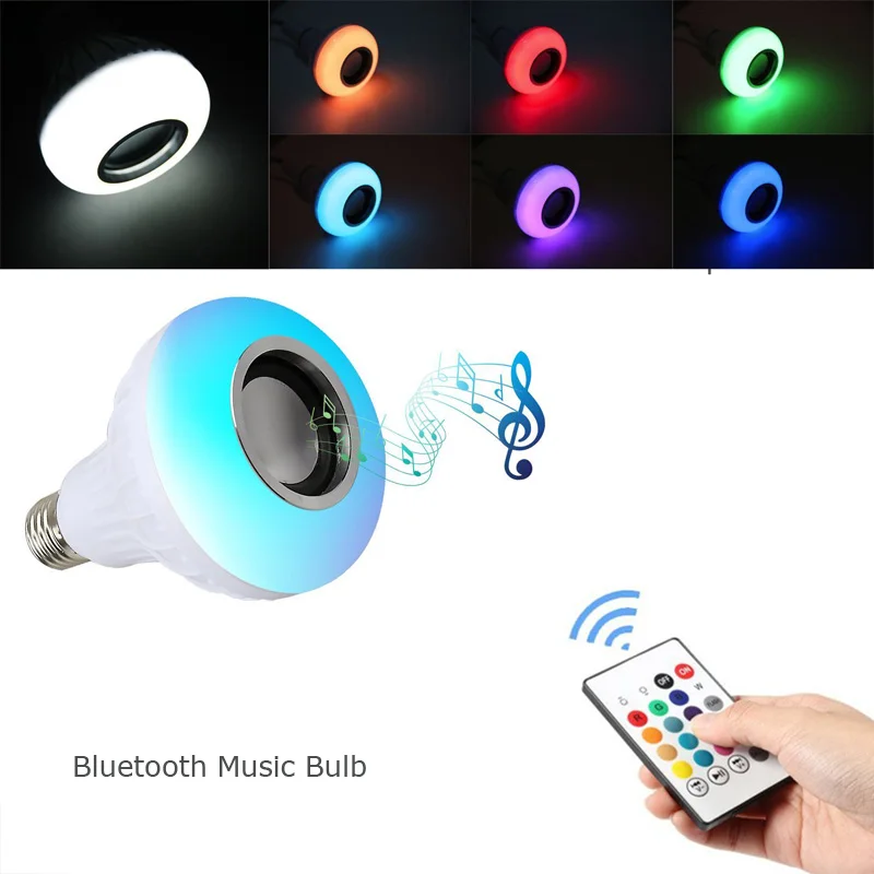 2018 светодиодный лампы E27 RGB лампа со звуком лампада Bluetooth светильник лампочка