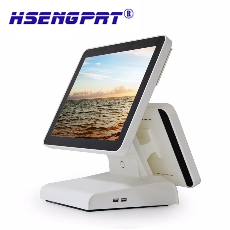Все в одном ПК Pos система 15 дюймов двойной дисплей J1900 2G 32G WIFI кассовый аппарат