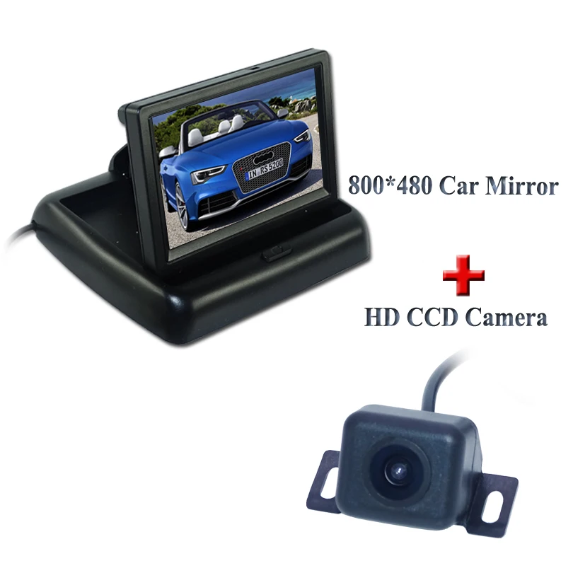 

2 in 1 Auto Parking Assistance Night Vision Reversing CCD Car Rear View Camera + 4.3 inch Car Reverse Mirror Monitor