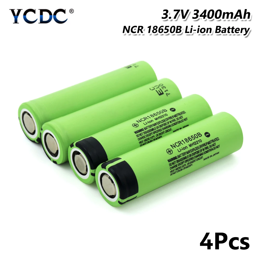 1/2/4 шт плоской верхней части NCR 18650B Перезаряжаемые батареи 3,7 V 3400 мА/ч, литий Батарея для зарядки литий-ионный аккумулятор фонарь - Цвет: 4pcs