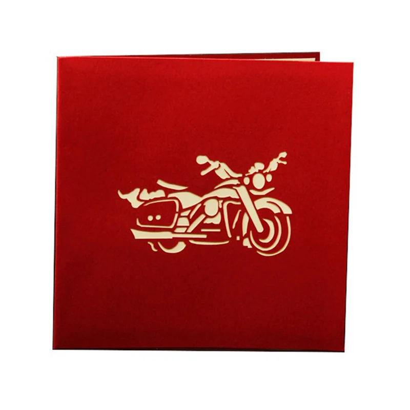3D лазерная вырезка ручной работы резьба мотоцикл Фотокарта открытка на день