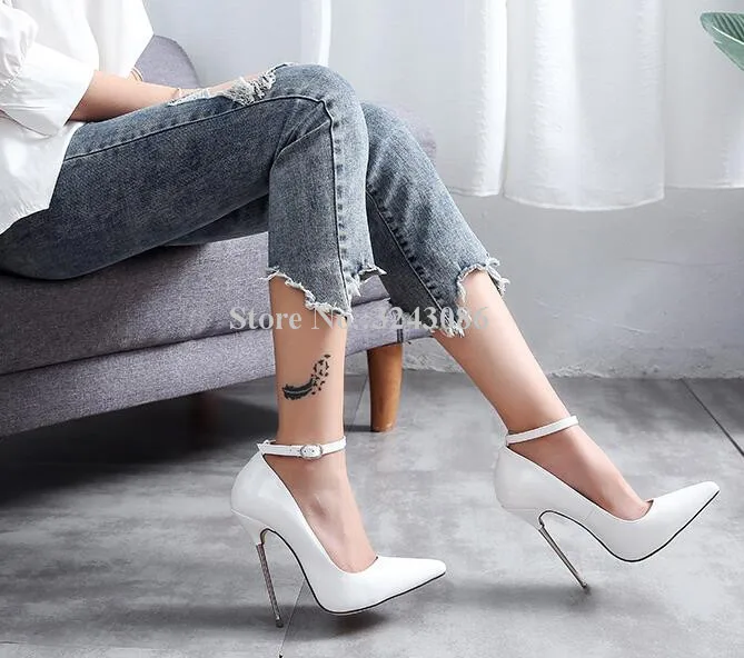13cm heel Новинка; женские туфли-лодочки из лакированной кожи на шпильке с острым носком; пикантные женские тонкие туфли на металлическом каблуке 13 см; женские вечерние туфли на высоком каблуке - Color: 13cm heel