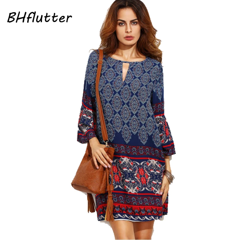 Женское платье с коротким рукавом BHflutter повседневное винтажное цветочным