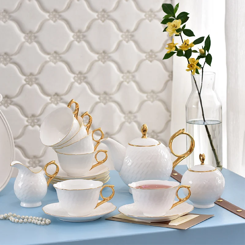 Высочайшее качество фарфора кофейный набор костяного чайный услуг для 6 человек