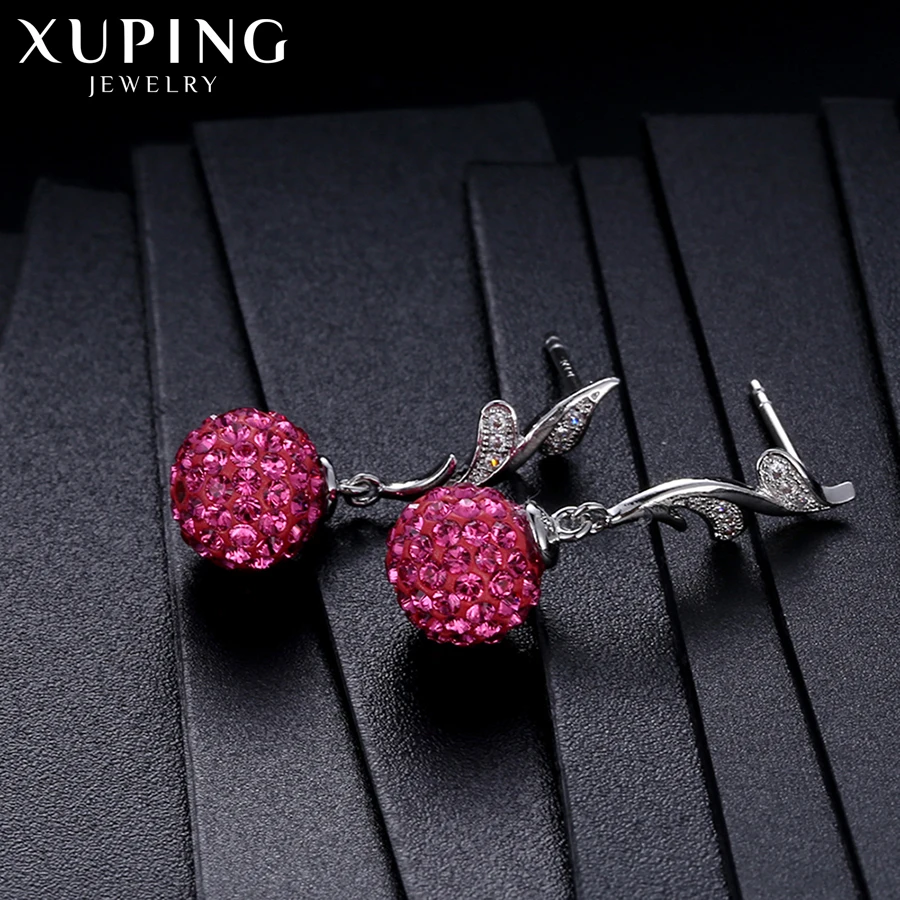 Модные высококачественные серьги Xuping с кристаллами и родиевым покрытием для