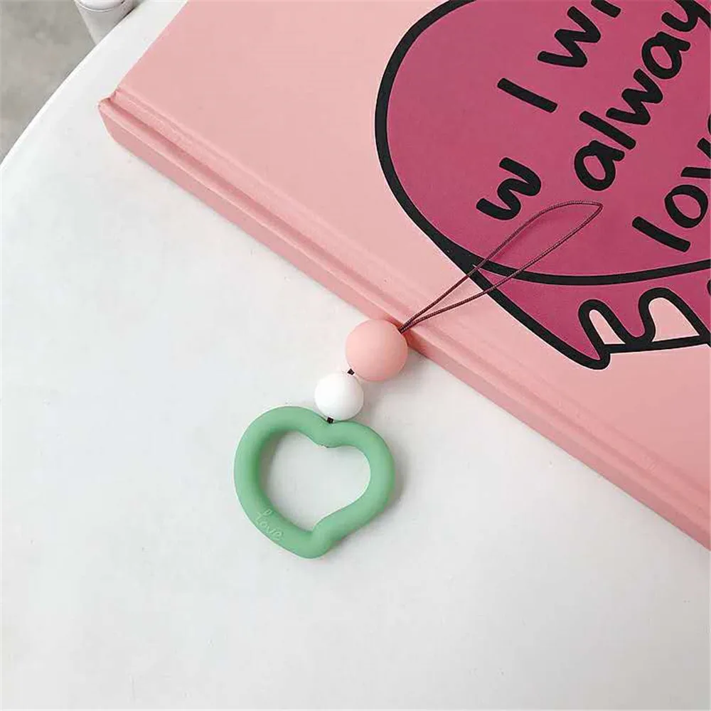 Universal Mobile Phone Ring Finger Strap Charm Lanyard Silicone love heart Macaron Kwaii Cute Loop Unique Soft For IPhone | Мобильные