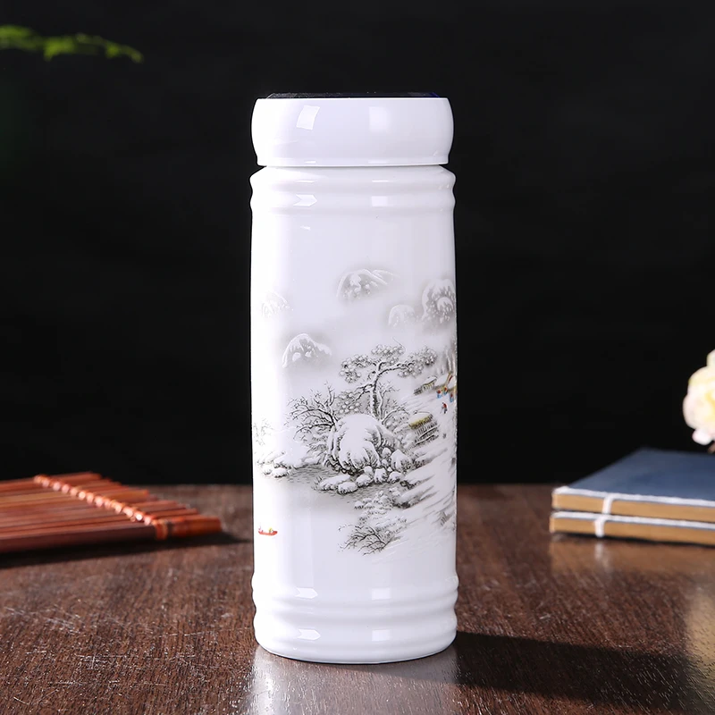 Портативный двухслойный керамический термос Jingdezhen дорожные вакуумные