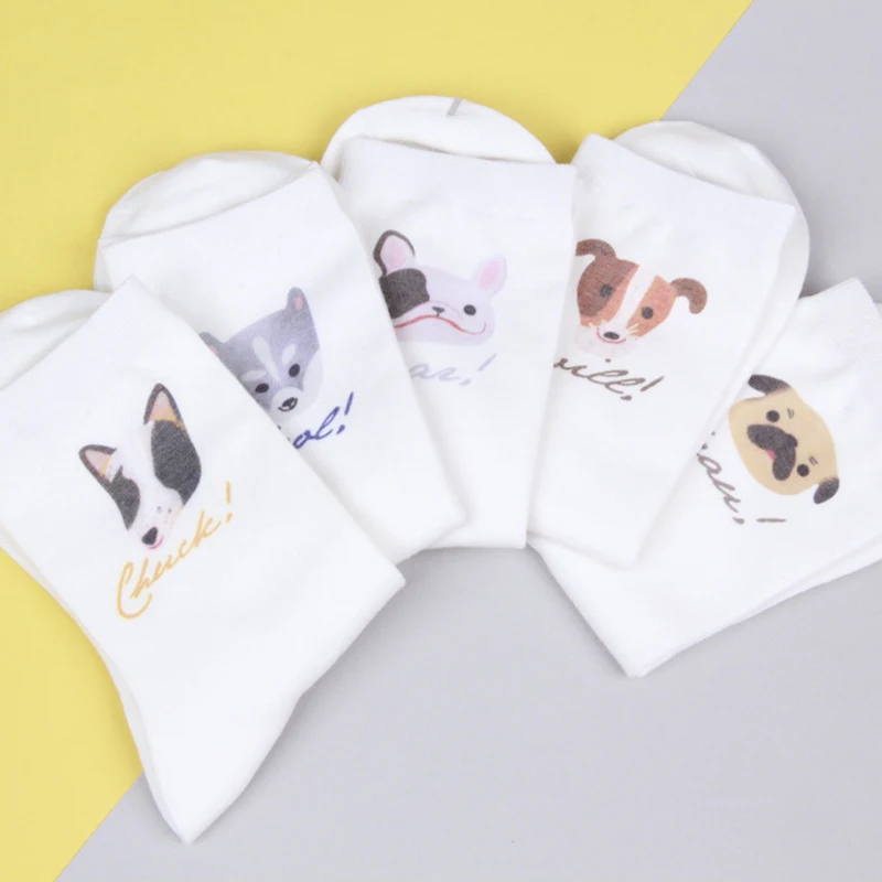 Хлопковые белые носки с принтом животных для собак и кошек | Мать ребенок