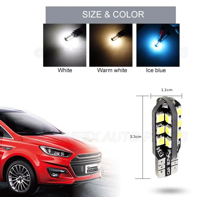 2 шт. W5W T10 Автомобильные светодиодные лампы 24 SMD клиновидные боковые потолочный