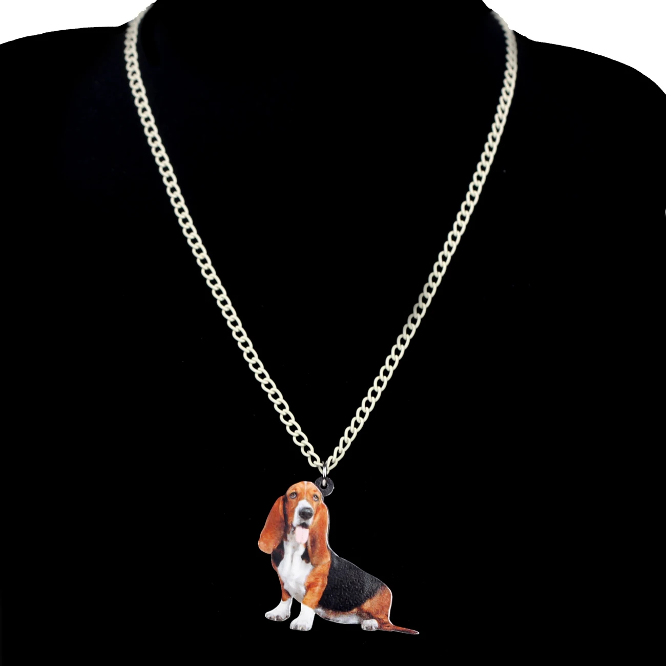 Bonsny Acrylic Cute Basset Hound Dog Necklace Pendant Chain Choker Collar Animal Pet Jewelry For Women Girls Teens Accessories | Украшения