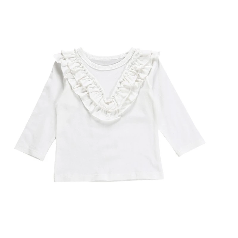 Весенняя однотонная хлопковая футболка с длинными рукавами для маленьких