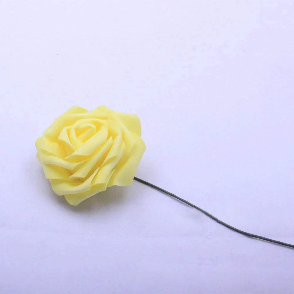 Yellow 50 шт. 6 см Искусственный эва пена роза стволовых Свадебные цветы для DIY корсаж Свадебный букет вечерние свадебные украшения - Цвет: Yellow