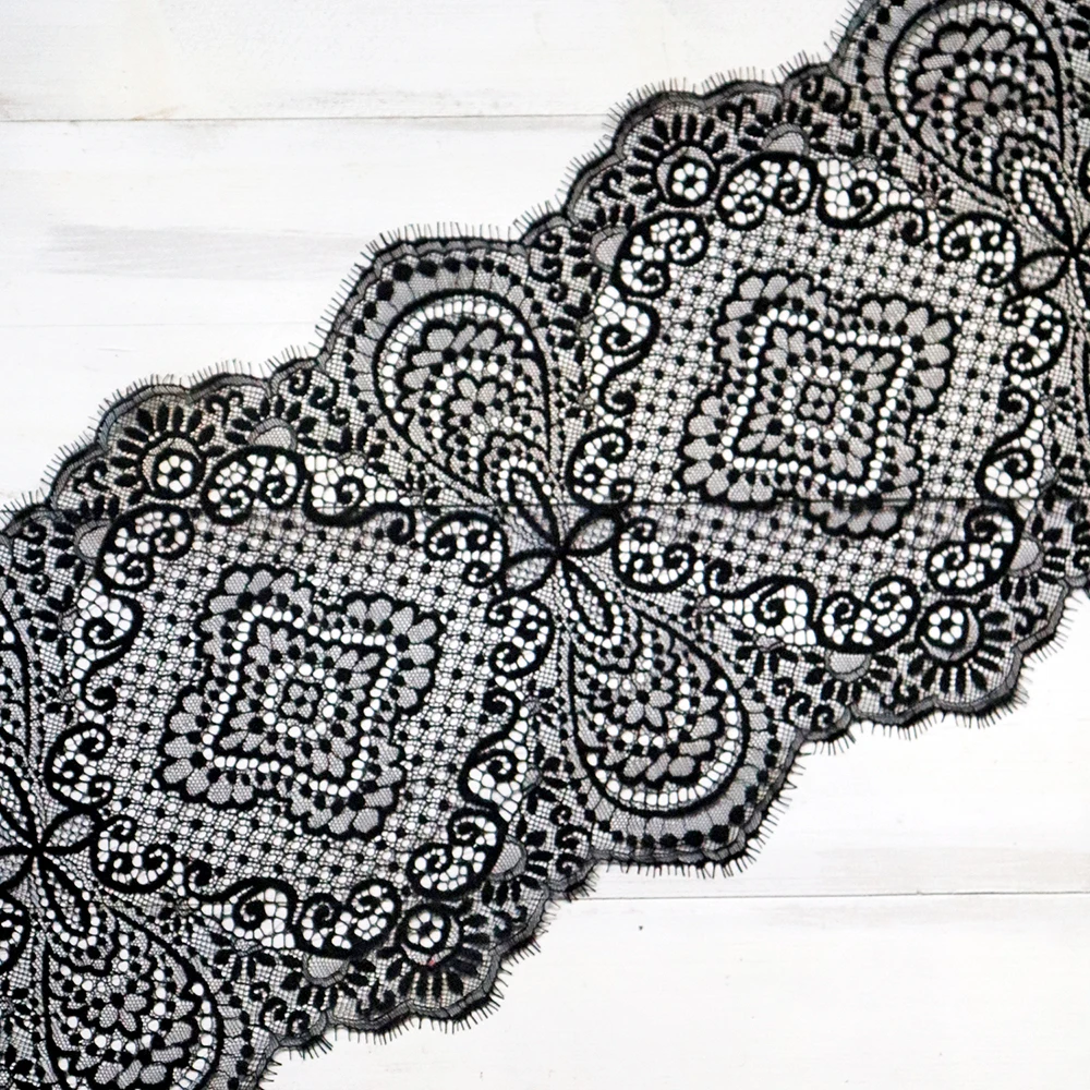 3 м/лот 23 5 см ширина черные ресницы кружевная отделка цветок DIY ремесла свадебное