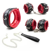 padded bondage setleather collar bdsm handcuffs for sex ankle cuffs restraints toys for adults