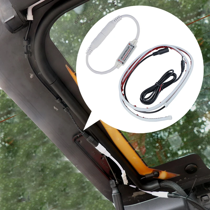 Задний стеклянный дверной подъемник, светодиодный светильник для Jeep Wrangler JL+ задний багажник, светодиодный свет, полосы, автомобильные аксессуары