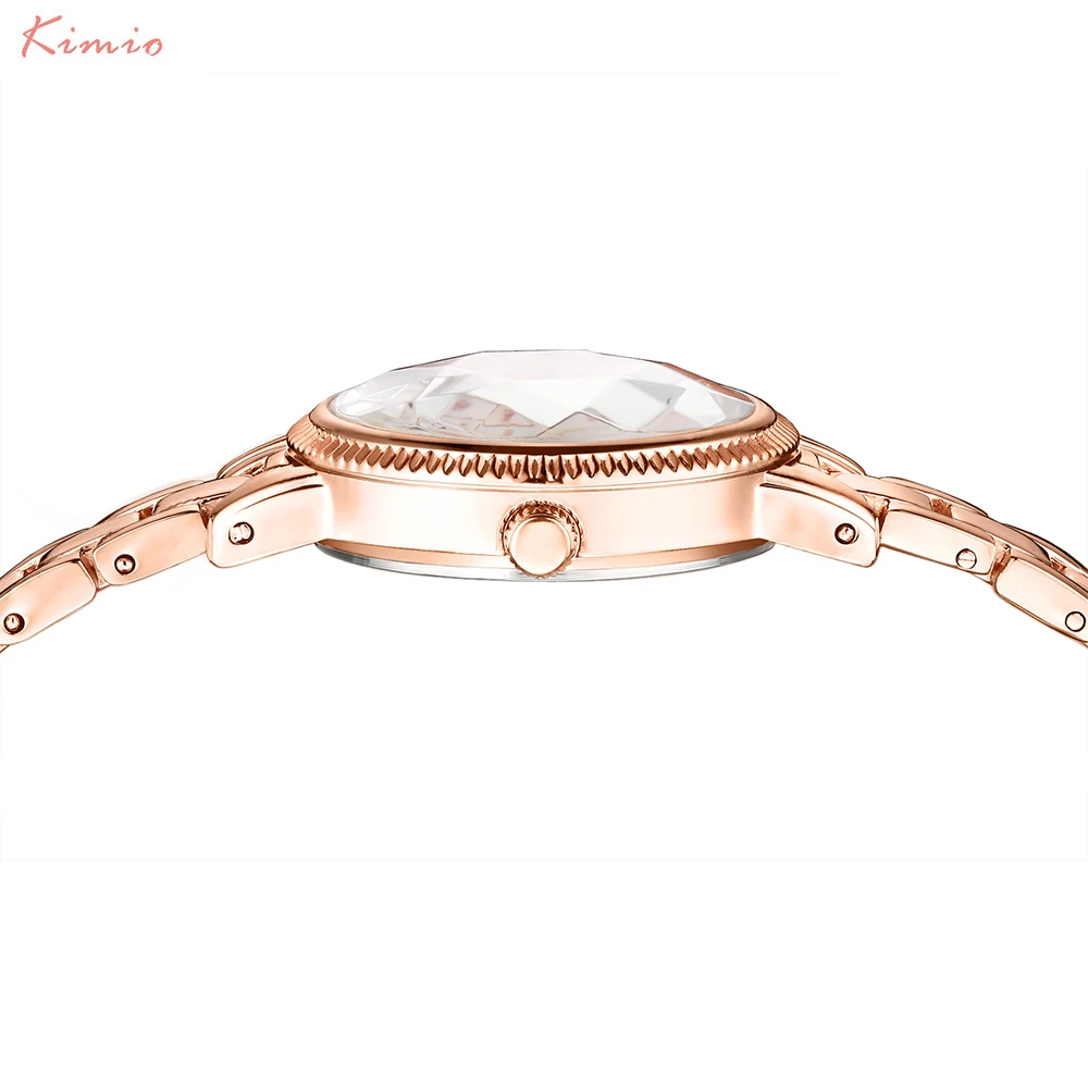 Kimio Женские Часы Топ Люксовый Бренд Полный Нержавеющей Стали Розового золота