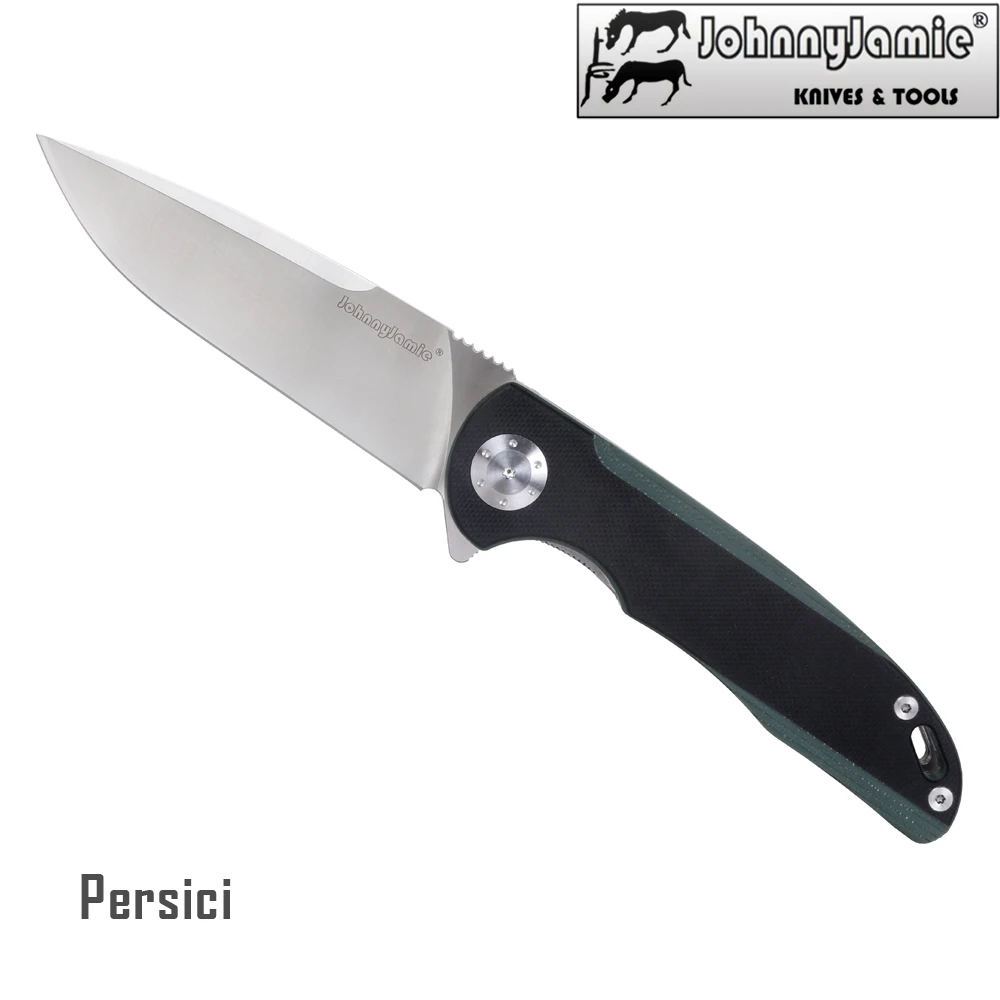 

JohnnyJamie Brand Persici 1010B Black G10 Handle D2 Steel Blade Ball Bearing Folding Knife for Survival Camping Tactical Tools