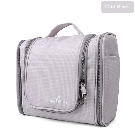 Grid Silver Дорожная сумка-Органайзер для путешествий, сумка для туалетной косметики, Женская водонепроницаемая сумка для мытья туалетных принадлежностей, мужские косметички - Цвет: Grid Silver