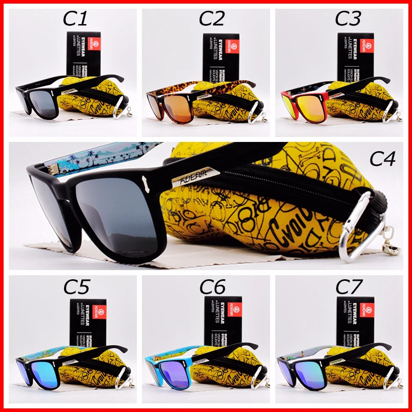 KDEAM Cool Polarized Sunglasses Men Women Scrub Printed leg Colorful Coating Square Outdoor Driving Mirror Male Eyewear KD1302 | Аксессуары