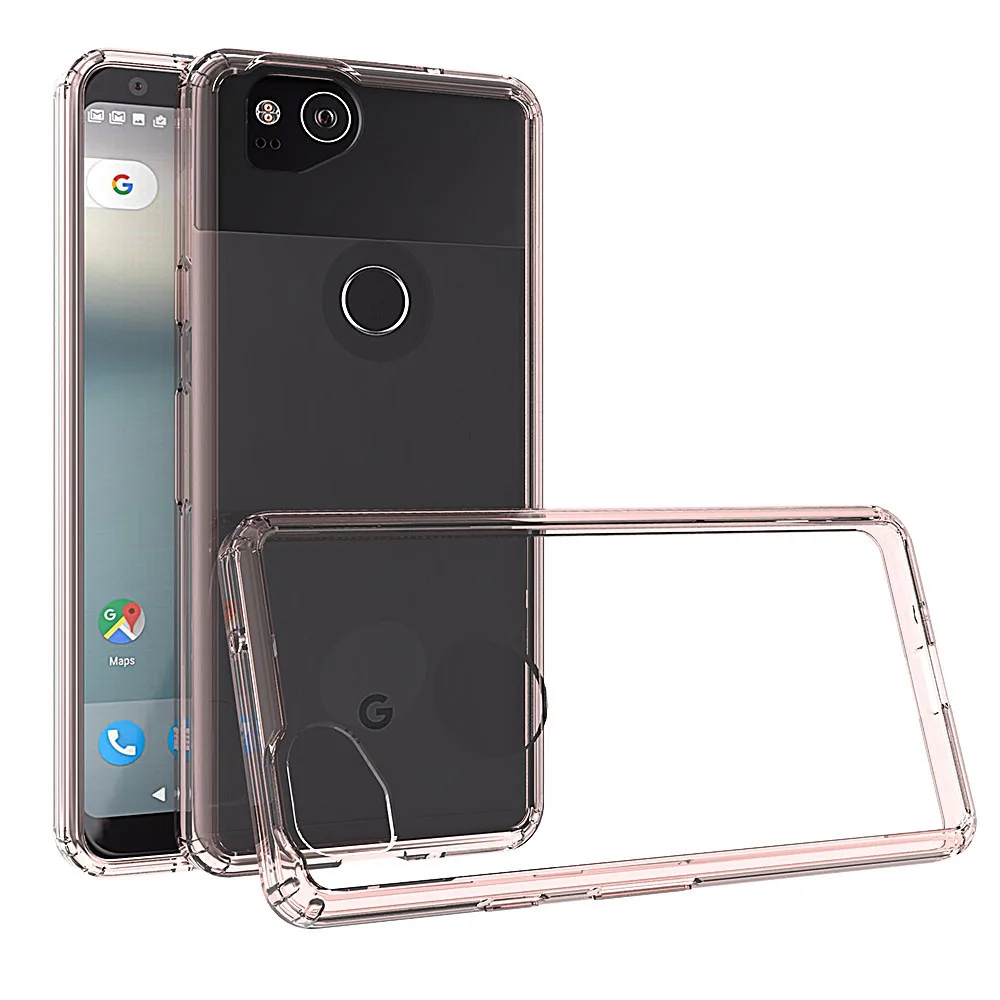 Тонкий прозрачный чехол для Google Pixel 2 мягкая рамка из ТПУ жесткий с защитой от