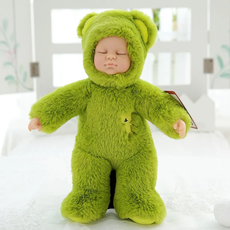 green bear Kawaii спящие детские куклы, мягкие ПВХ плюшевые игрушки, высокое качество, Bjd bebe кукла, детские игрушки для девочек, подарок на день рождения, Рождество - Цвет: green bear