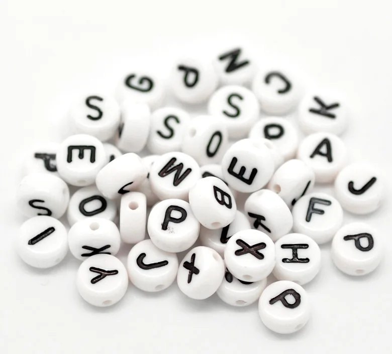 DoreenBeads белые акриловые бусины с буквами/алфавитом 7 мм (1/4 дюйма) Продано в