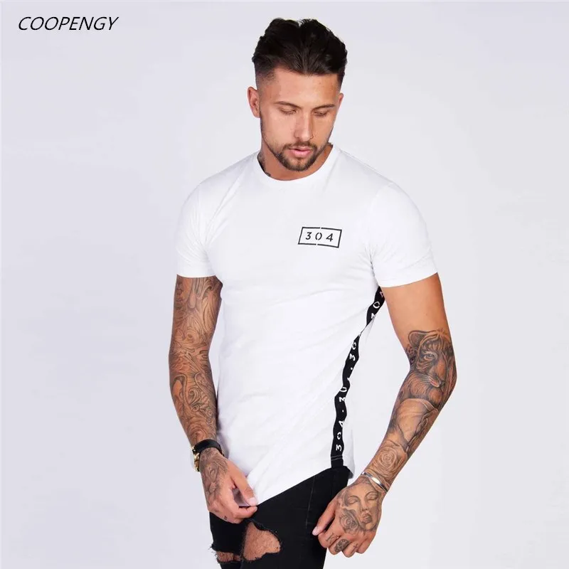 summer new mens t-shirt fitness Short sleeve o-neck shirts male Fashion leisure Creativity Patchwork tees tops brand clothes | Мужская