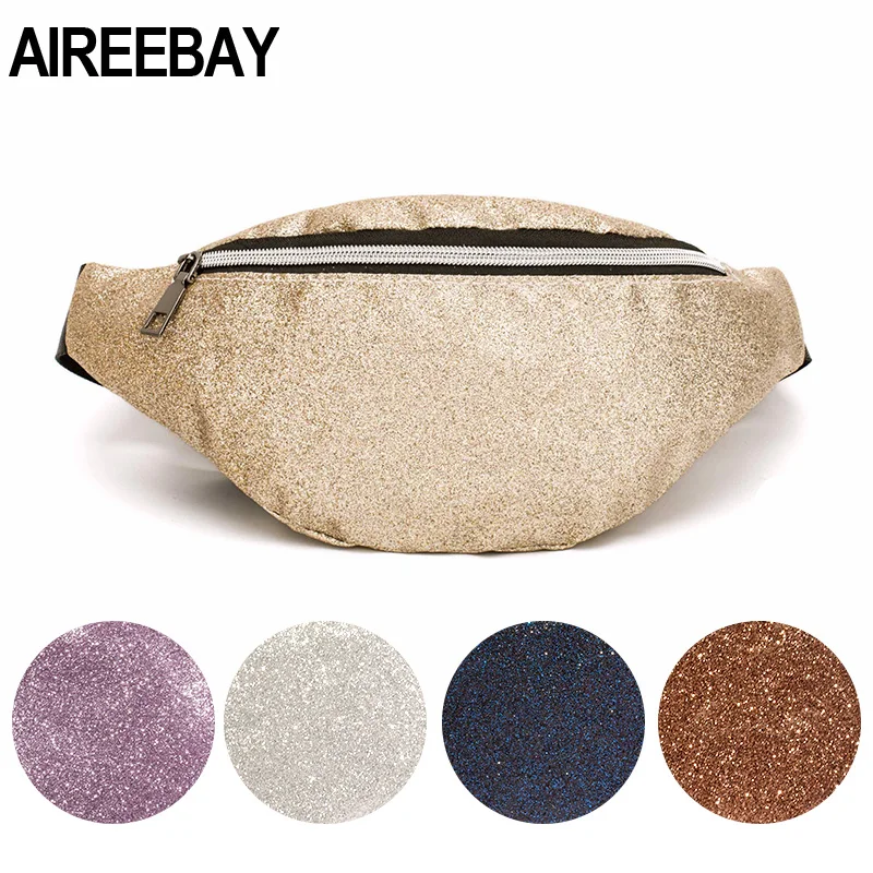 

AIREEBAY Waist Bag Women Fashion Sequins Fanny Packs Belt Bags Female Hip Purse Belt Phone Pouch Ladies Chest Bag Waist Packs