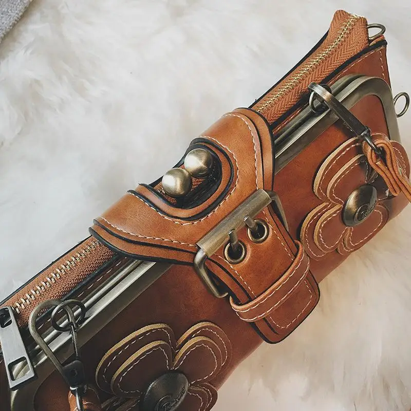 Hansomfy ретро цветы crossbody сумки женщин кожаные клатчи сумка на ремне леди девушка