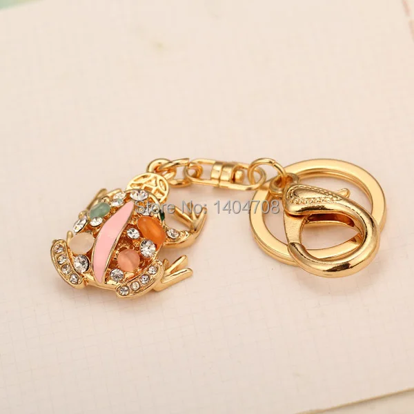 Fashion Frog Key chain Keyring Holder Gold-plated Rhinestone Keychains Girls Gift Free Shipping Wholesale Lots | Украшения и