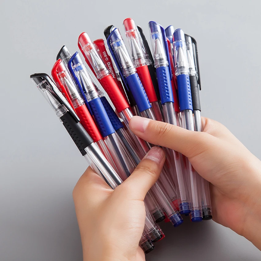 

3 PCS/Lot Students Gel Pen, 0.5mm Refill, Black/ Red/ Blue Ink, Gel Pens for Writing, Signing, Exam Office School Supplies