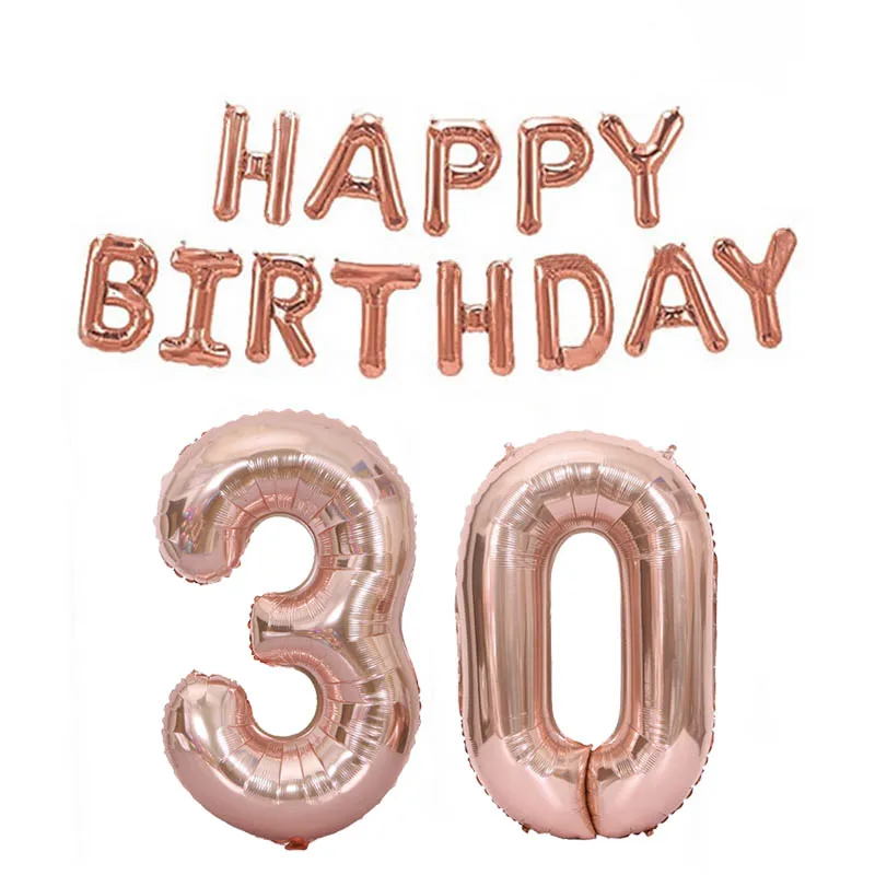 15pcs/set 32inch Happy 18 30 50 Birthday Foil Number Balloons 16inch Alphabet Letters Balloon Rose Gold Birthday Party Decoratio