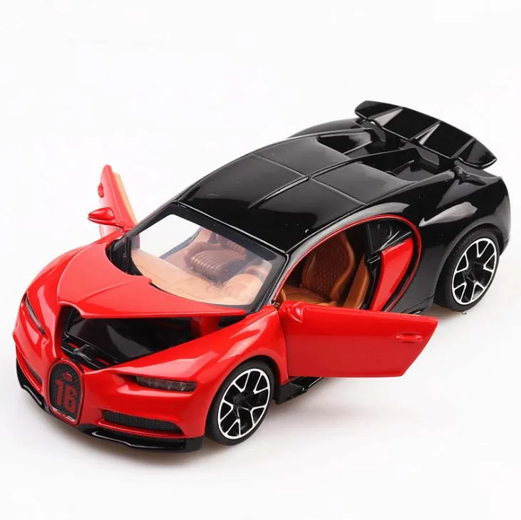Красный 1:32 Масштаб Bugatti Chiron сплав автомобиля Diecasts игрушечные транспортные средства модель автомобиля Металлическая Модель автомобиля игрушки с вытягивающим черным звуком для детей Подарки - Цвет: Красный