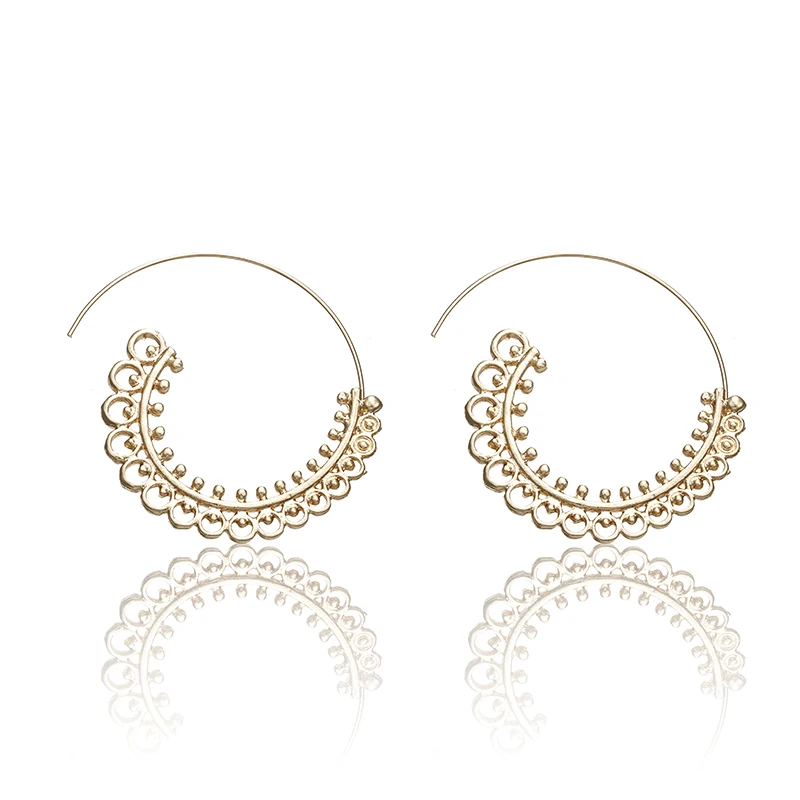 Женские круглые сережки в стиле панк золотого и серебряного цвета серьги кольца