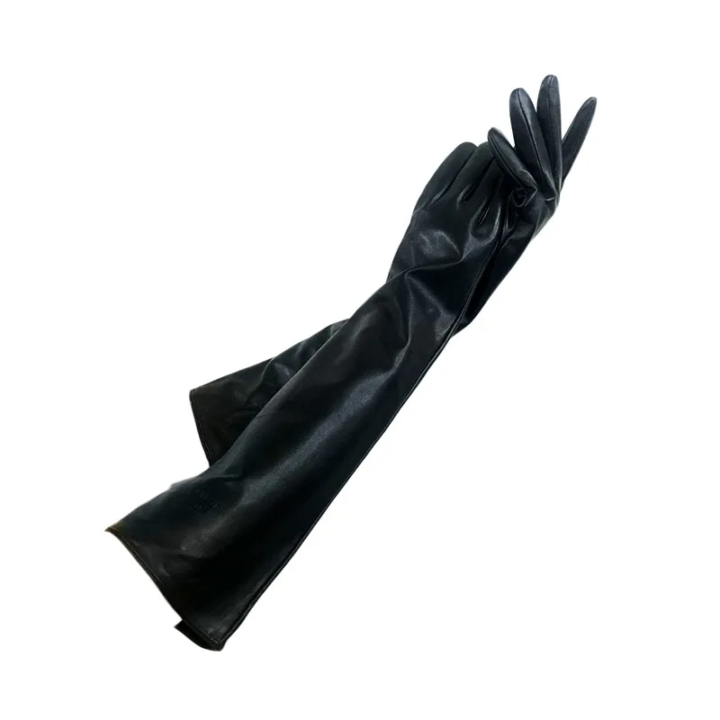 

Fashion New 2016 Wintertime Longer Genuine Leather sheepskin gloves Women Long Gloves