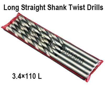 

Free Shipping New Brand New 10Pcs 3.4mm Extra Long 110mm HSS Twist Drill Straigth Shank Auger Drilling Bit ,Drill bits for metal