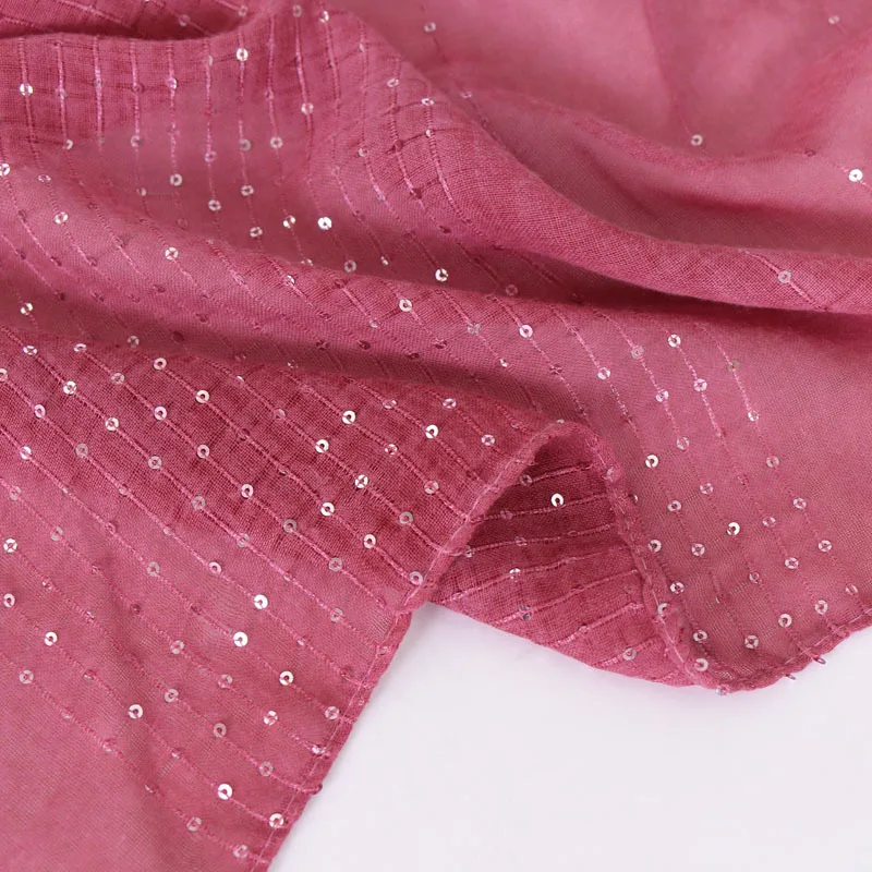 1pc Plain Color Women Scarves Muslim Hijabs Headscarf Glitter Sequins Stripe Islamic Turban Long Shawl Wraps 190x90cm | Тематическая