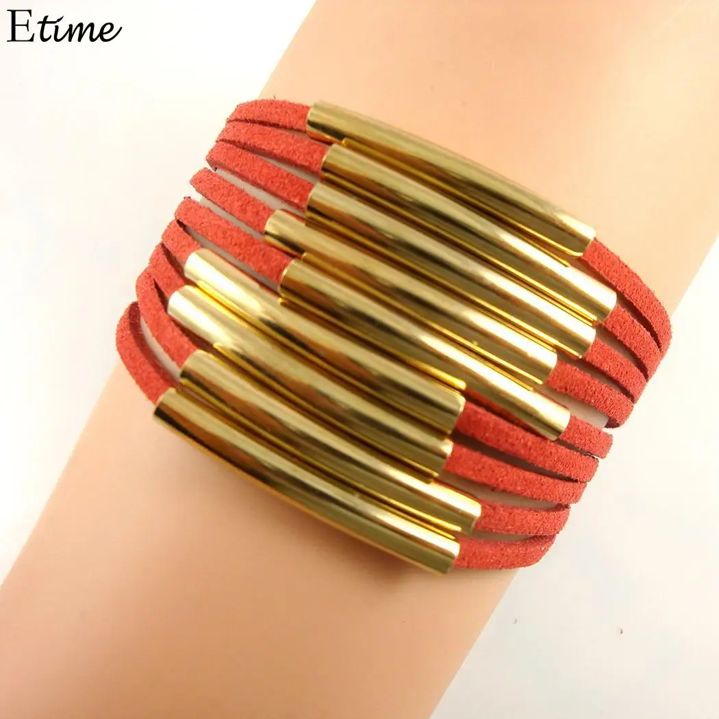 Suede Women Multilayer Men Copper Tube Bracelets Jewelry | Украшения и аксессуары