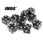 10 шт.упак., новые акриловые кости черного цвета, 16 мм, квадратные углы в белую точку, высококачественные игровые кости из бутика