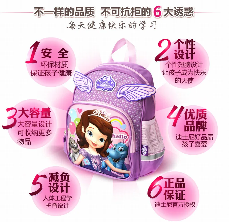 Disney Рюкзак Девочки Сумки для детского сада, дошкольные 3-8 лет мультфильм милый София принцесса мальчик