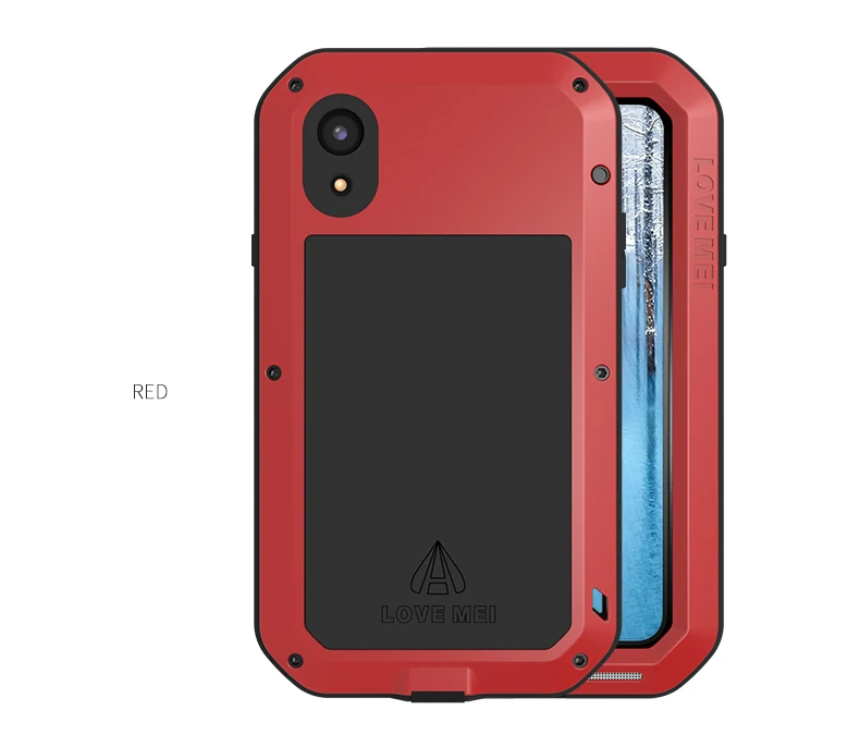 Мощный бронированный чехол для iPhone Xs Max XR Премиум ударопрочный алюминиевый чехол для iPhone X XS 10 прочный свободное закаленное стекло - Цвет: Red