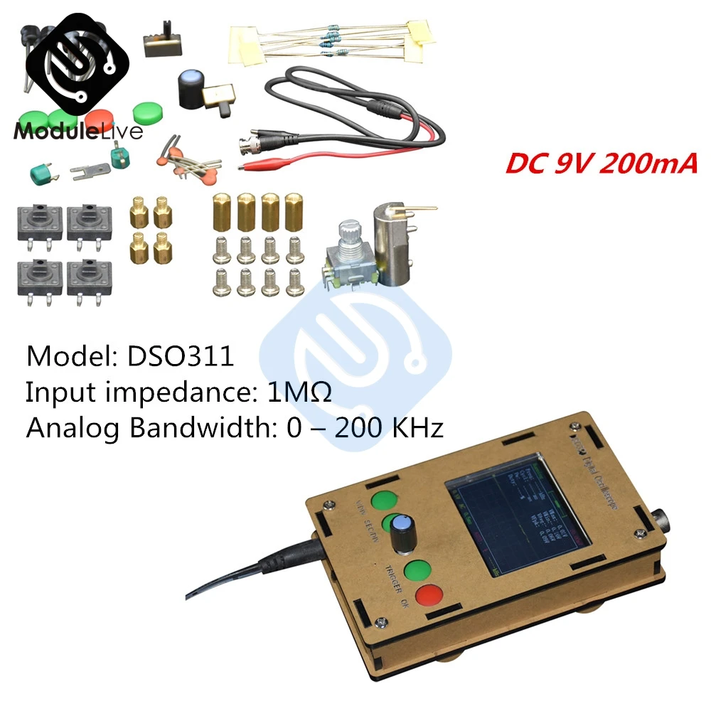

DSO311 2.4" TFT Mini Digital LCD Oscilloscope(1Msps) STM32 12-Bit with Probe