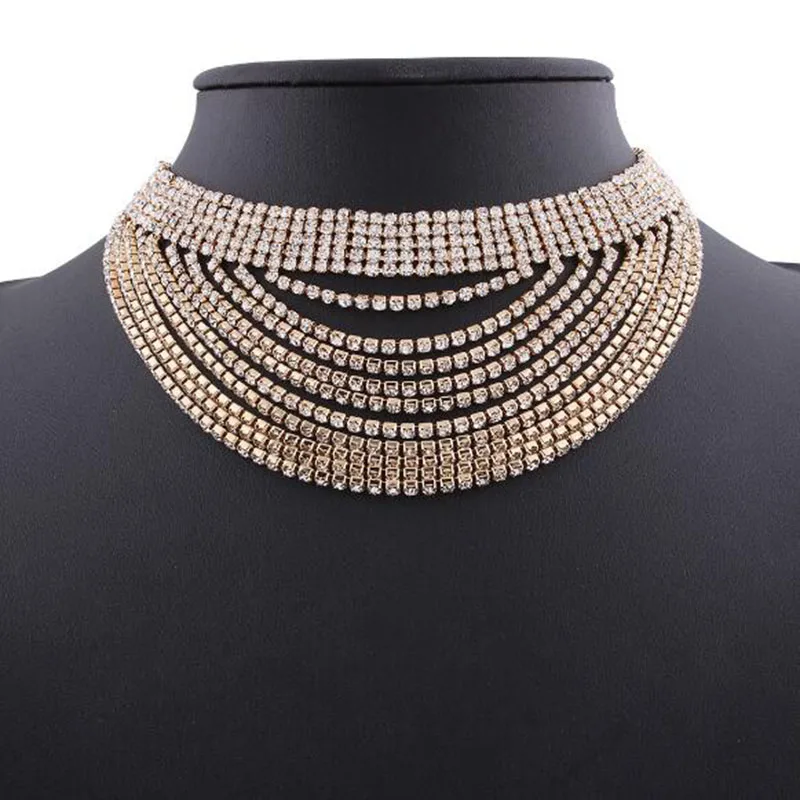 Цепочка Стразы с подвеской женская роскошное ожерелье чокер крупным слоем