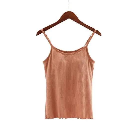 

Fdfklak Crop top women t shirt sexy spaghetti strap short top modal cotton t shirts bra-padded summer female T-shirt tank tops